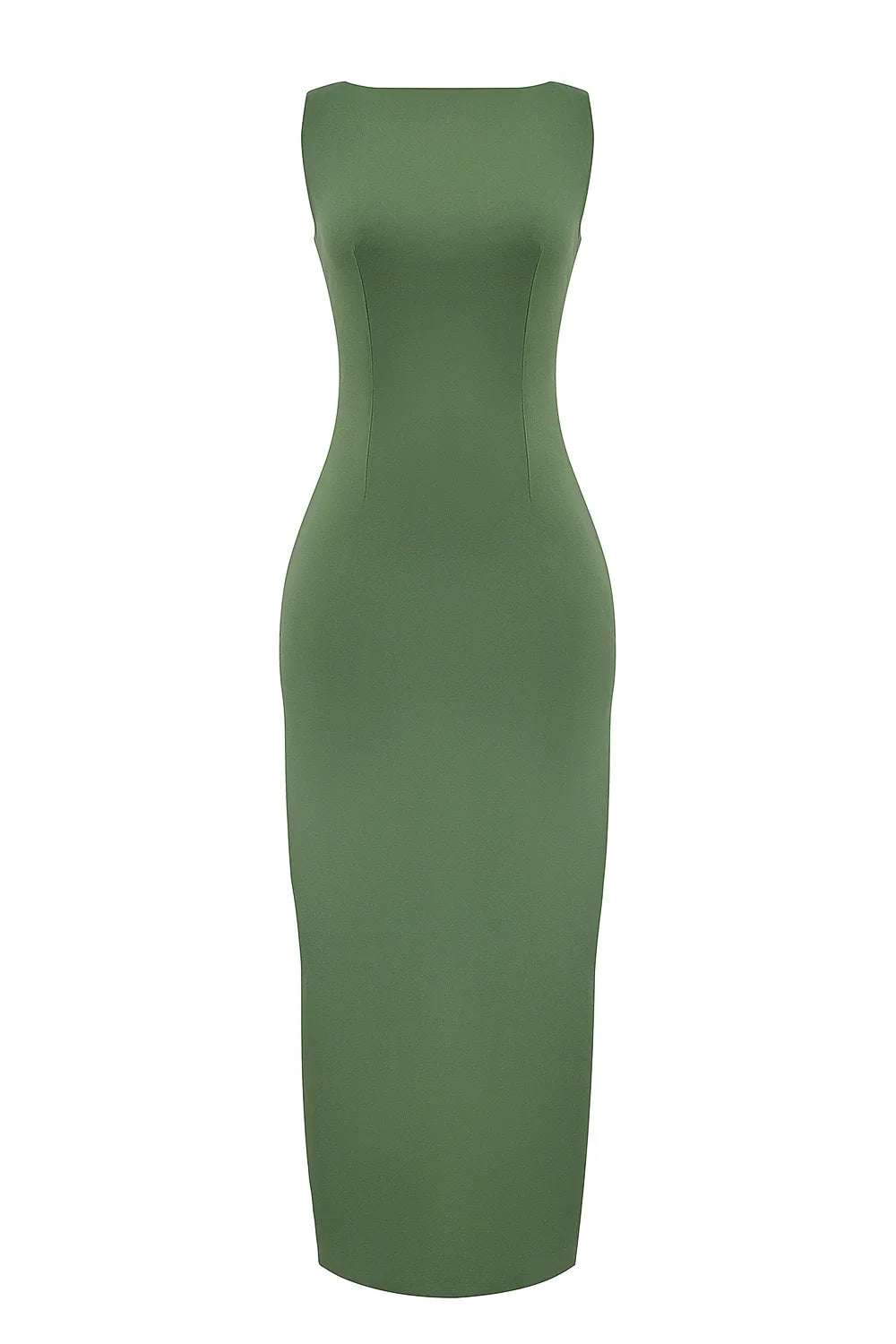 olive boat neck maxi dress