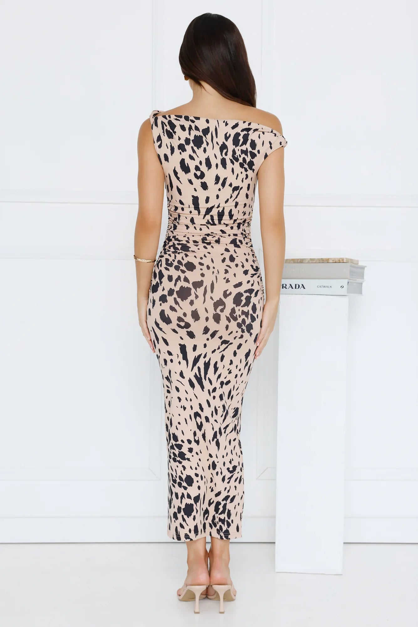 Exotic Essence Off Shoulder Midi Dress Print