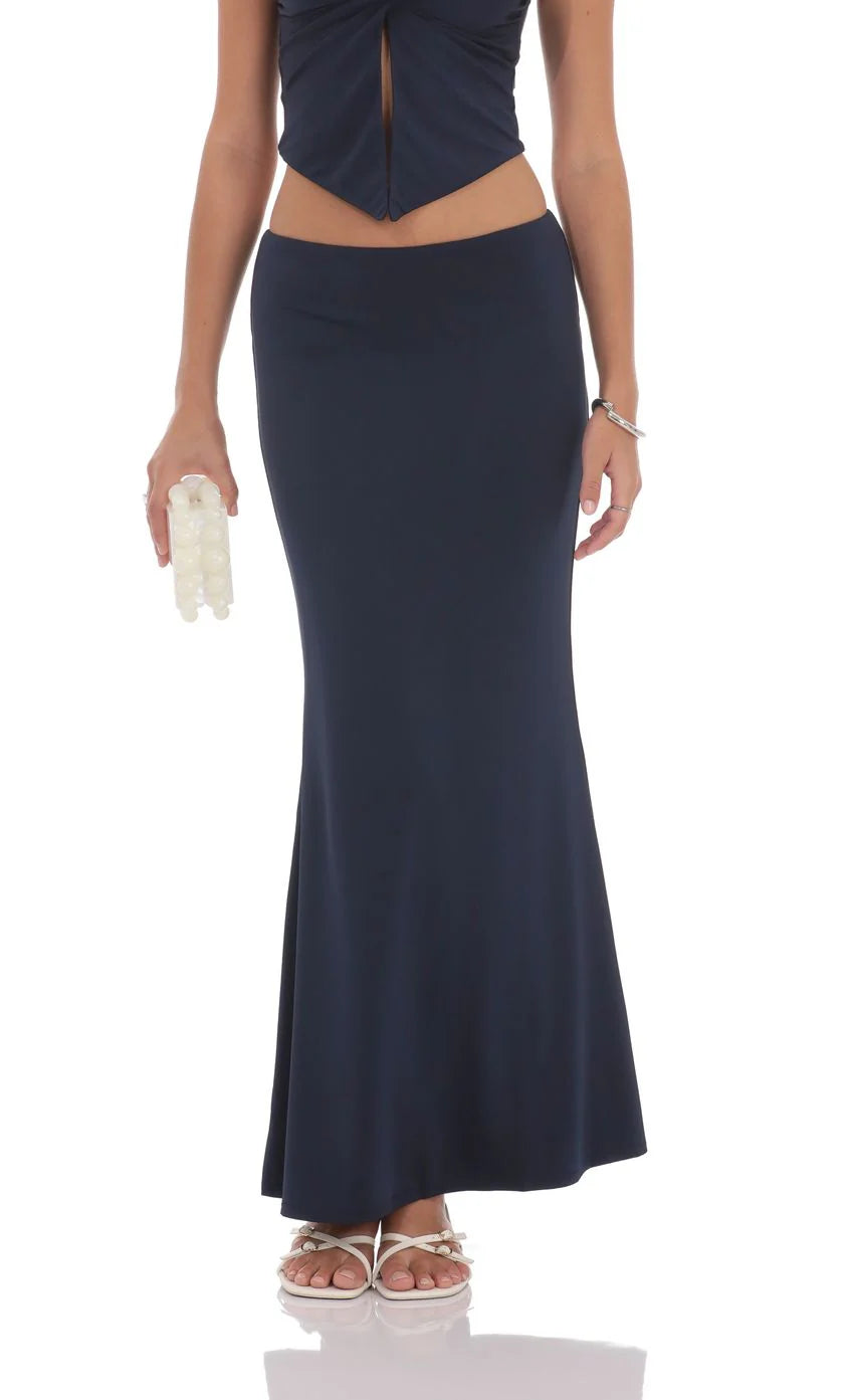 V-Neck Twist Two Piece Set in Navy