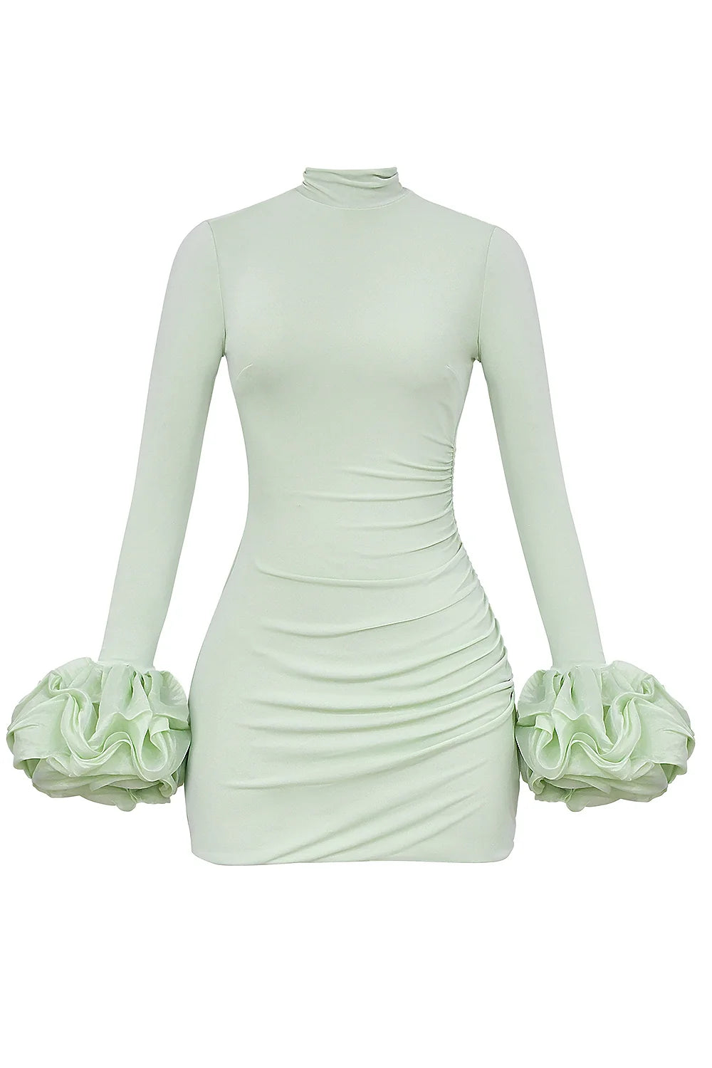 pistachio ruffle cuff mini dress - sale