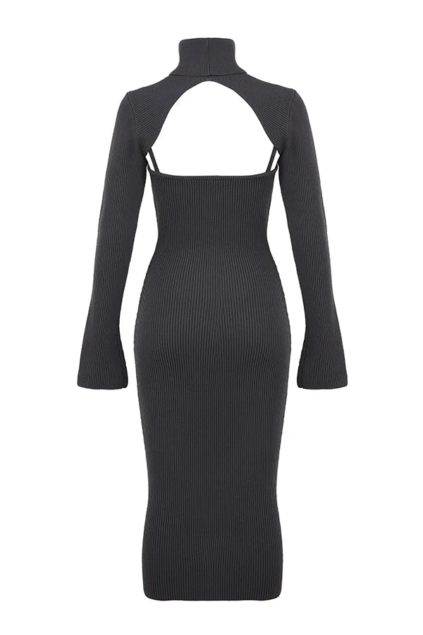 charcoal knit midi dress - sale