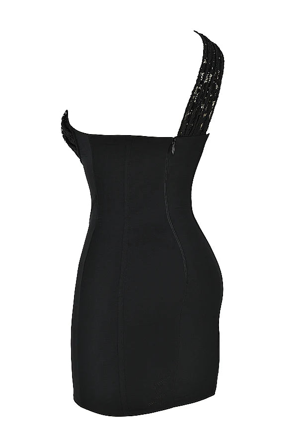 black lace mini dress