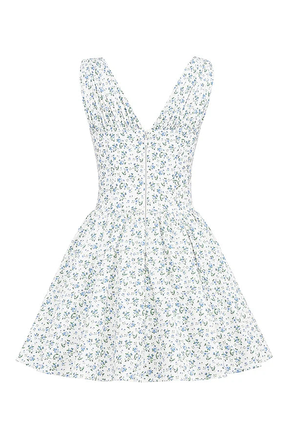 white bluebell print corset mini dress