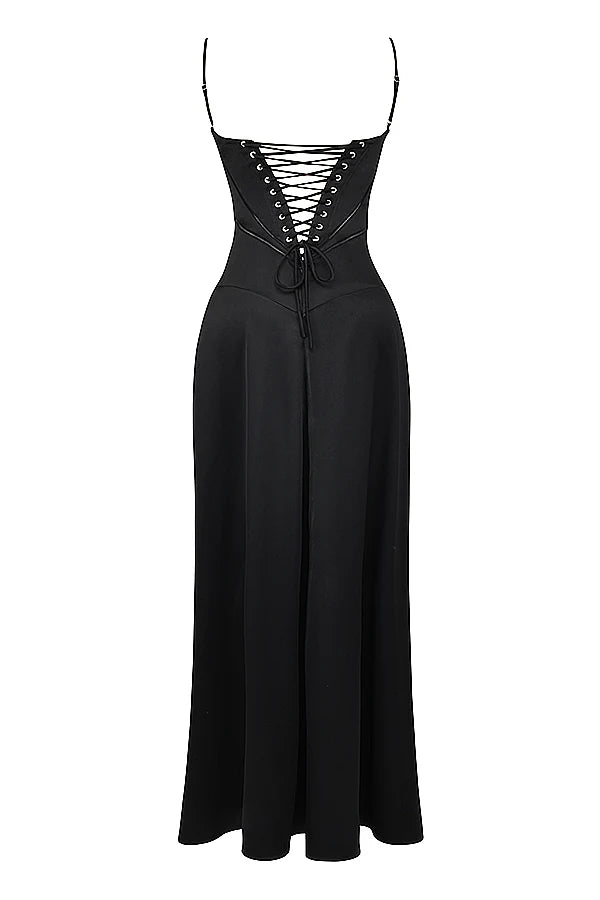black lace up maxi dress
