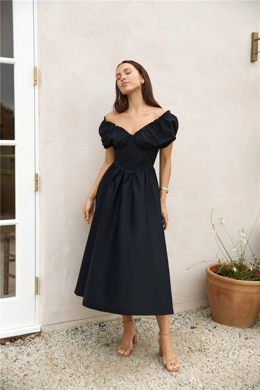 Upon A Dream Midi Dress Black
