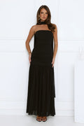 Soirée Glow Strapless Maxi Dress Black