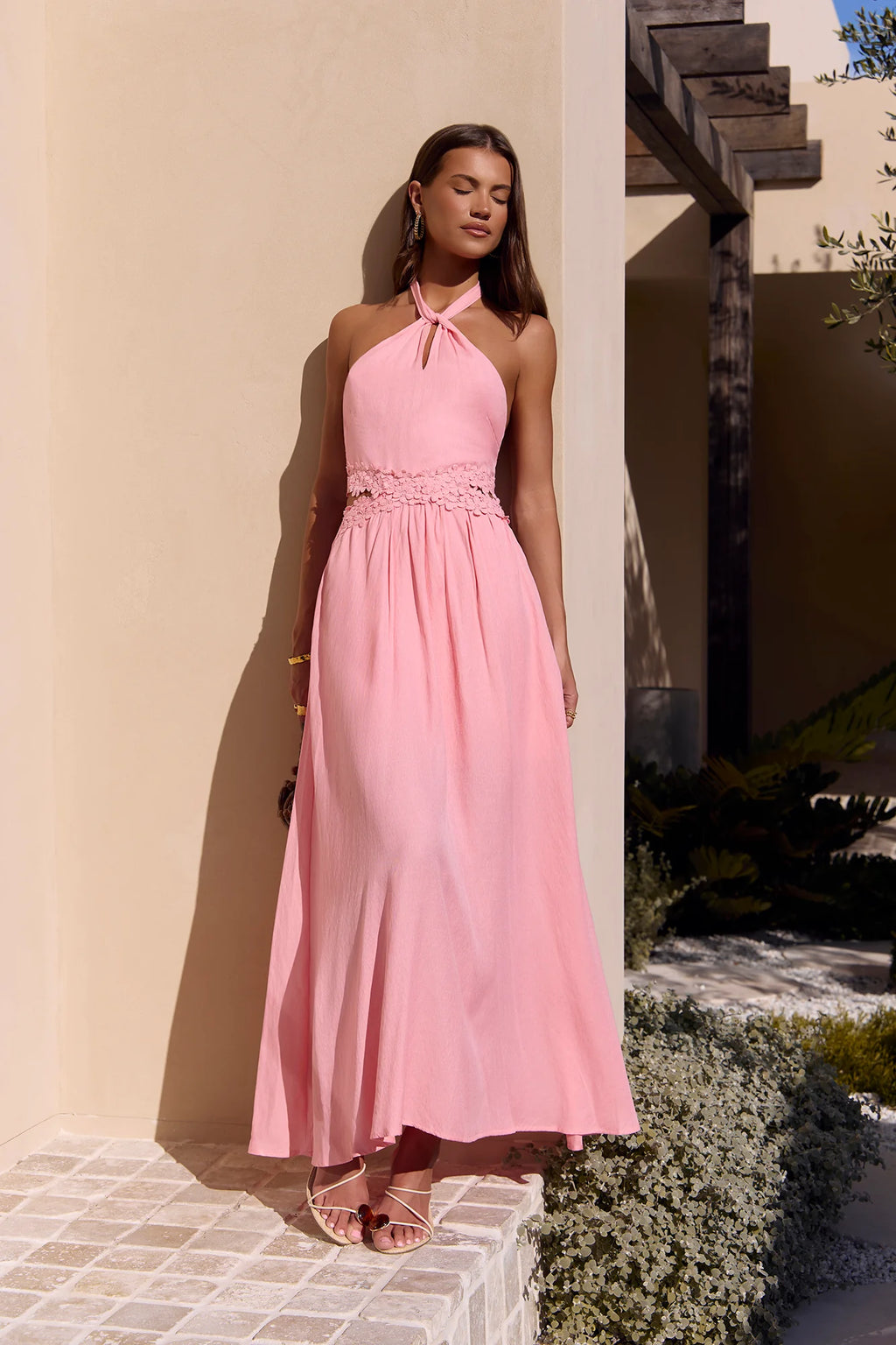 Here With You Halter Maxi Dress Pink