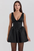 black satin mini dress - sale