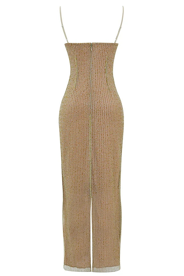 cafe au lait beaded maxi dress - limited edition