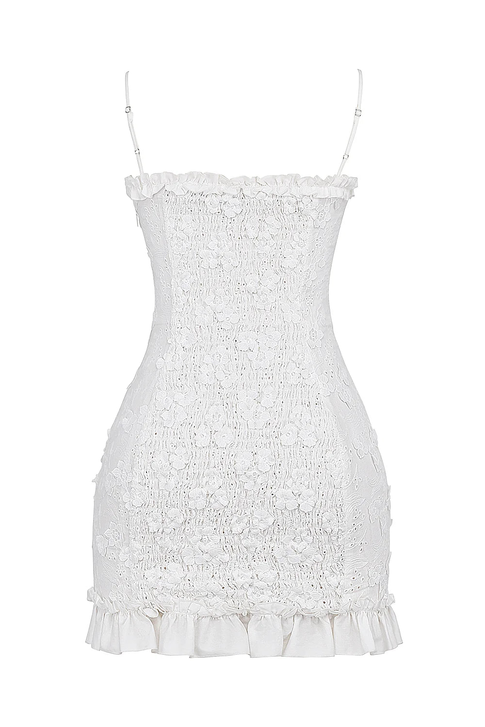 white cotton broderie anglais mini dress