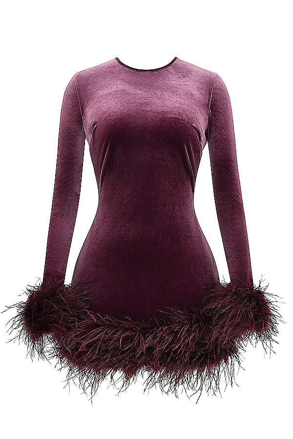 mulberry velvet mini dress