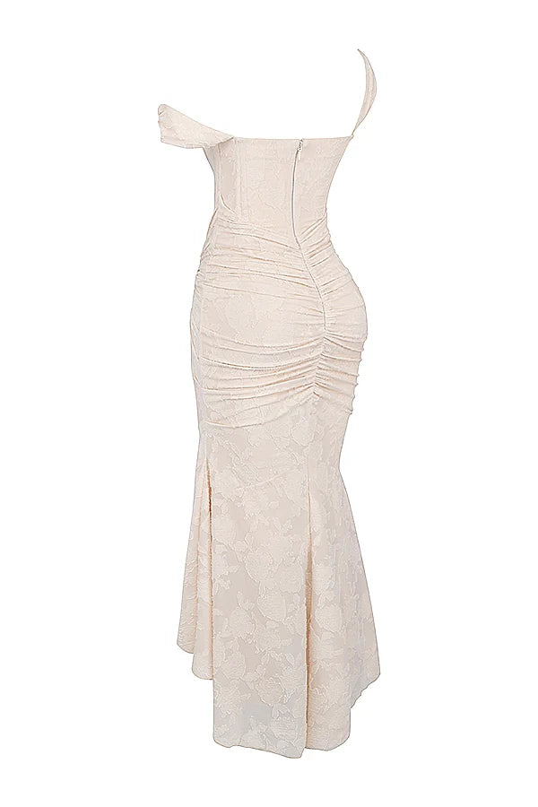 vintage cream floral maxi dress