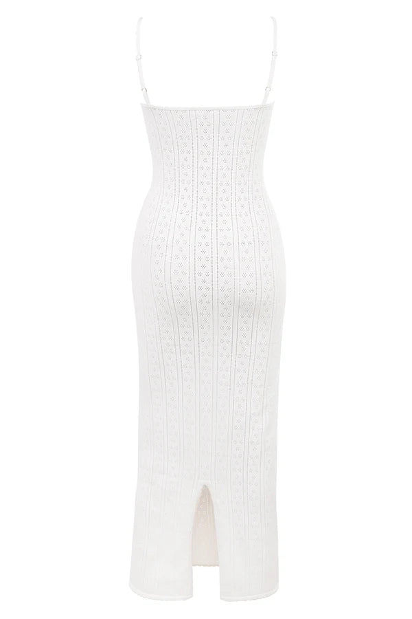 white knit maxi dress