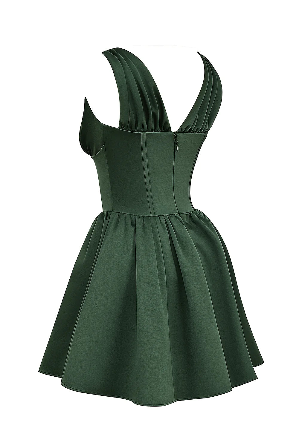 forest green satin mini dress