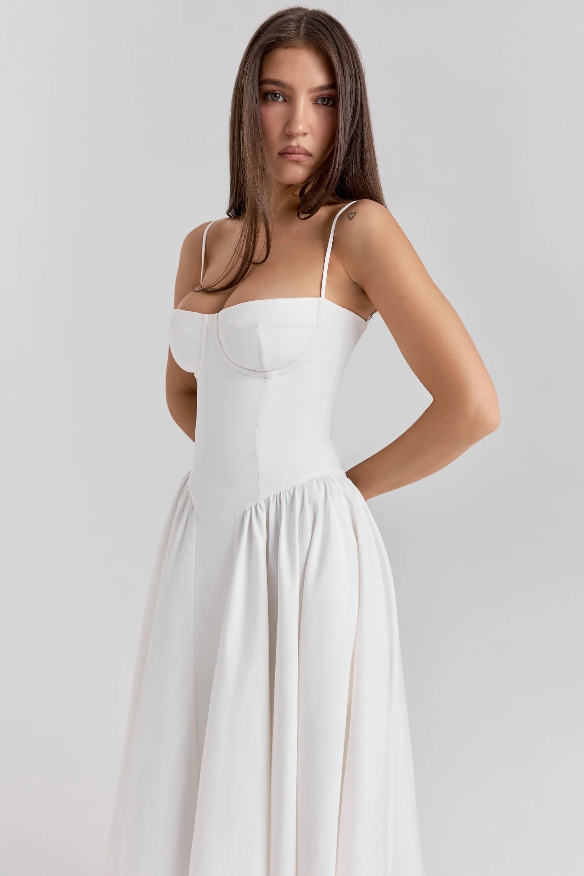 white corset midi dress