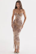 cream floral print maxi dress