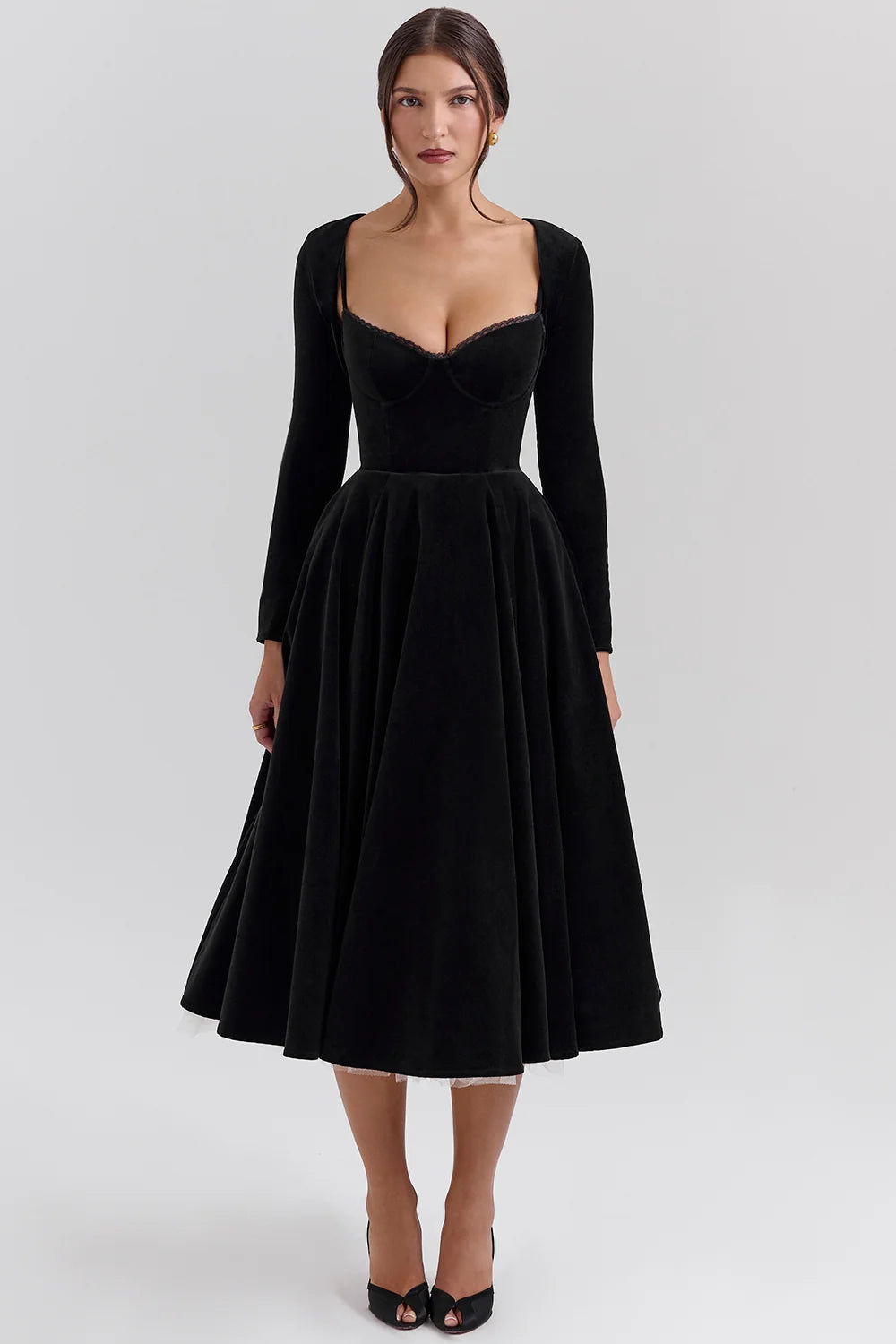 black velvet tulle midi dress + bolero