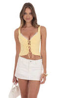 Front Tie Vest Top in Yellow