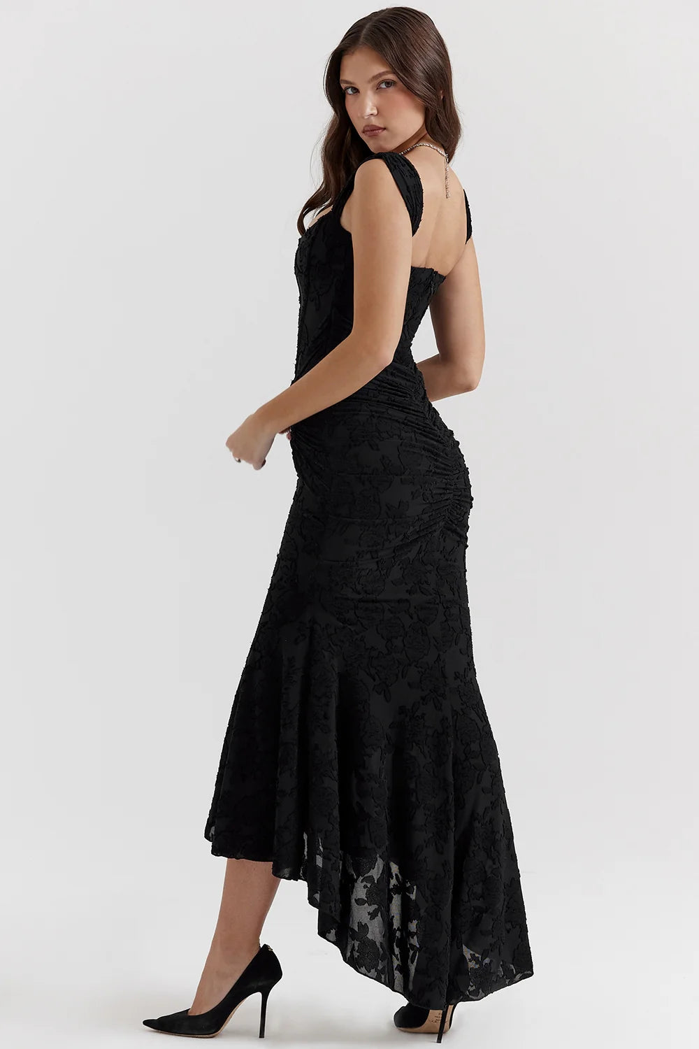 black floral maxi dress