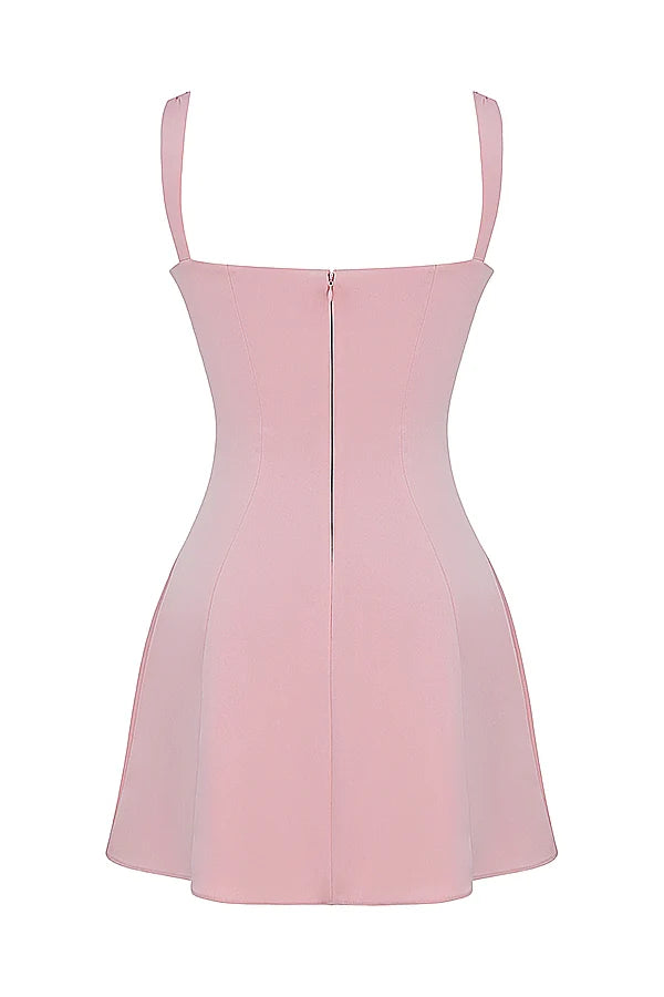 rose satin and lace mini dress
