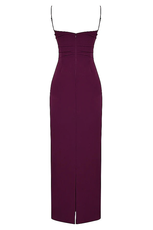 merlot corset maxi dress