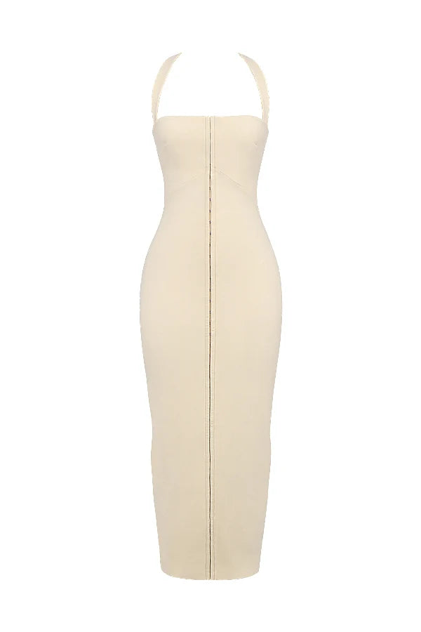 ecru halter maxi dress