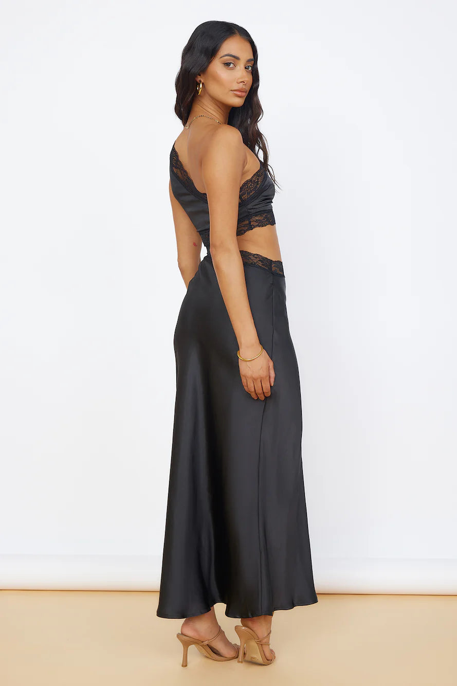 Limitless Love Satin Maxi Dress Black