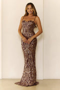 The Prestige Edit Sequin Maxi Dress Brown