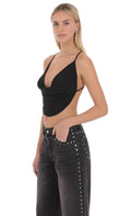 Elvion Drape Halter Top in Black