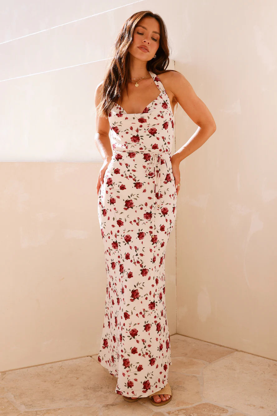 Romanticise Halter Maxi Dress Pink