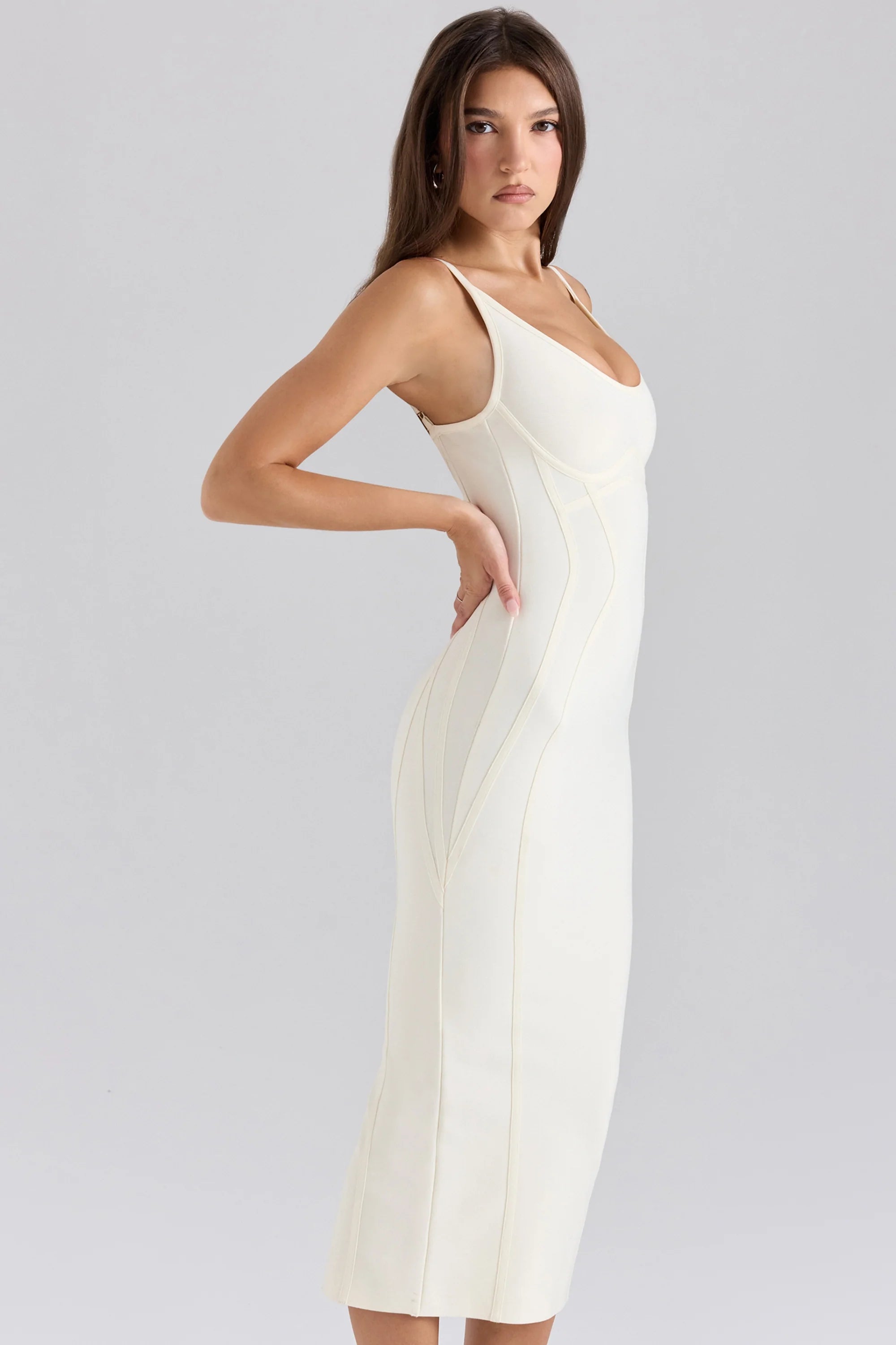 ivory midi bandage dress