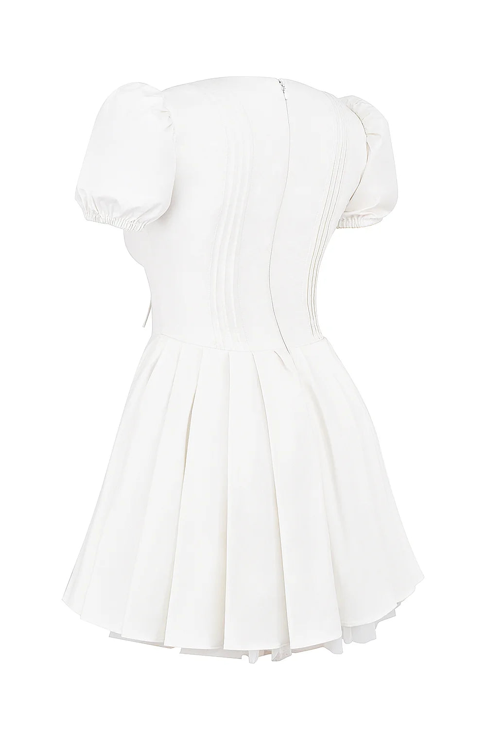 white pleated cotton mini dress