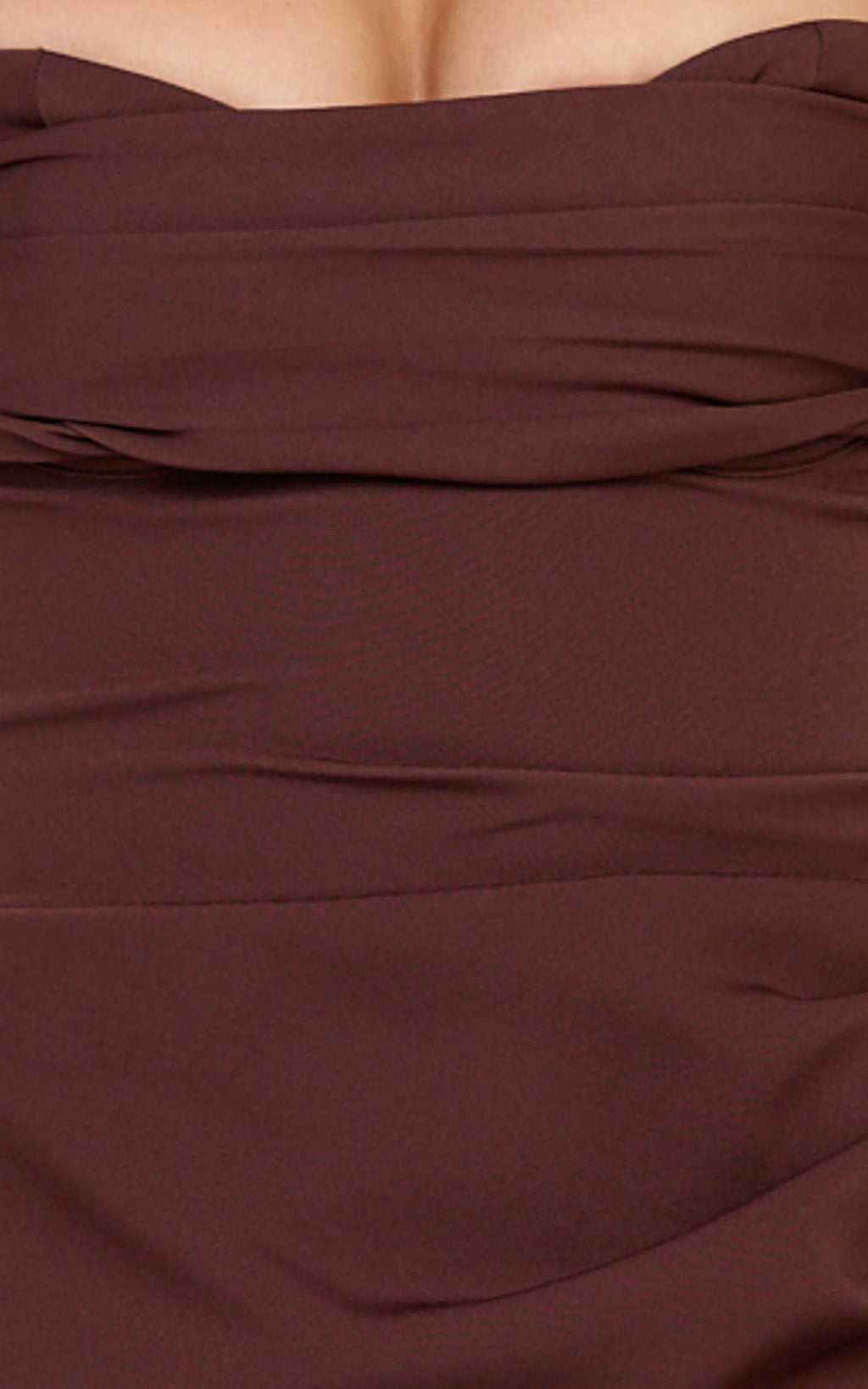 Kenna Mini Dress - Gathered Bust Tucked Waist Dress in Chocolate