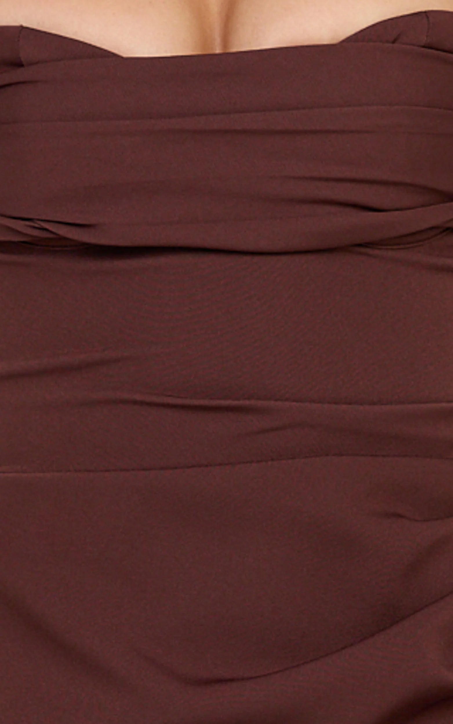 Kenna Mini Dress - Gathered Bust Tucked Waist Dress in Chocolate
