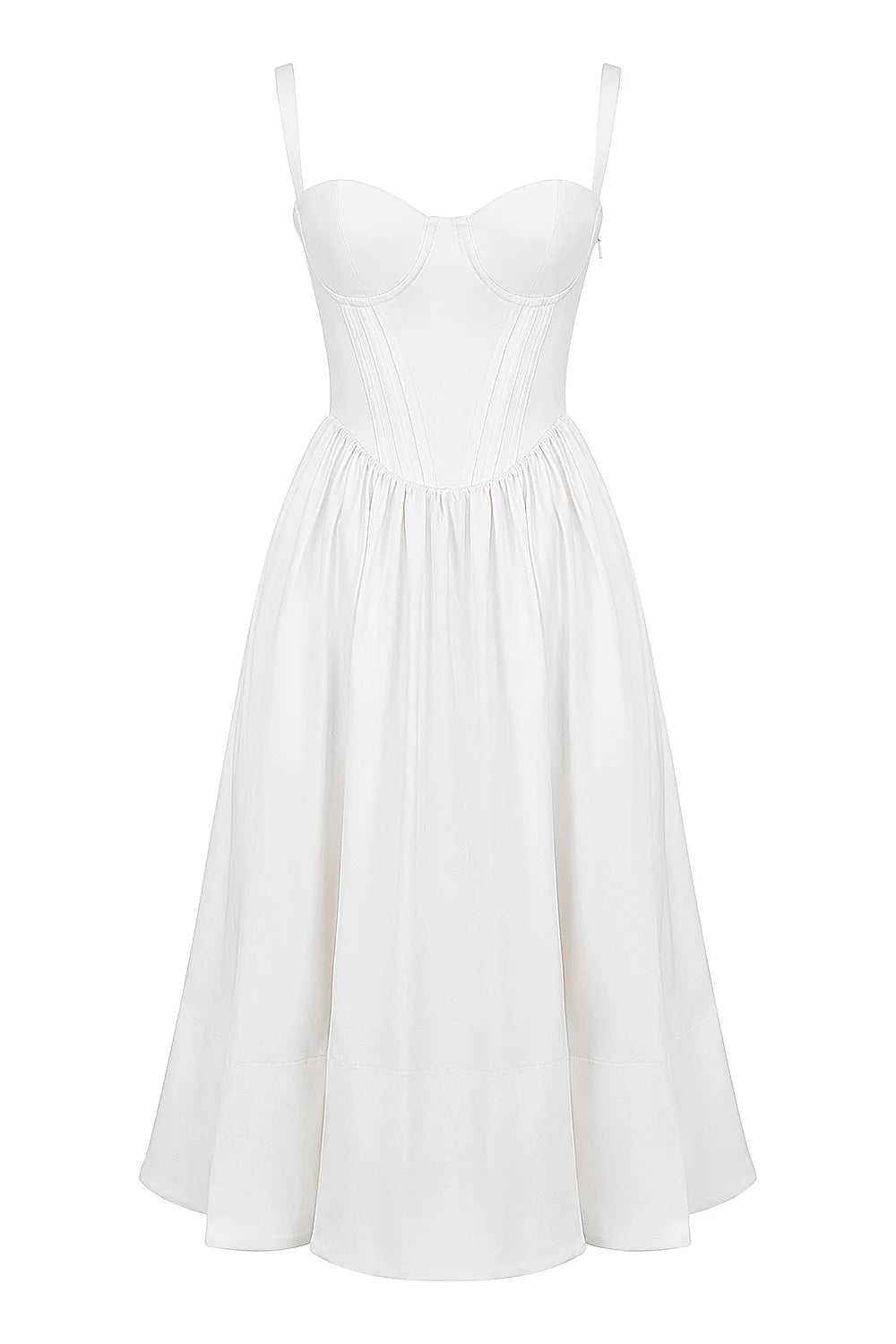 white corset midi sundress