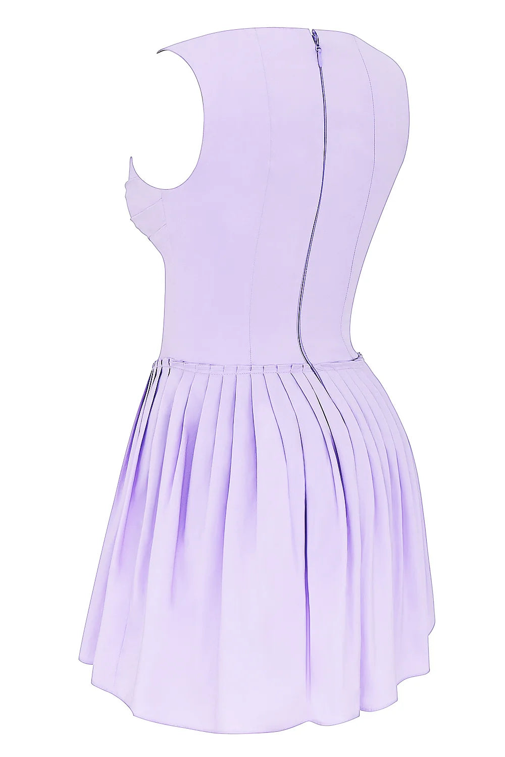 orchid pleated cotton mini dress