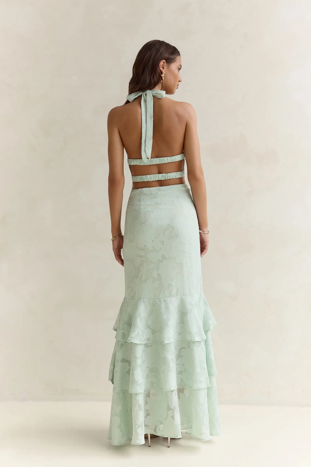 Heartbeat Haze Halter Maxi Dress Sage