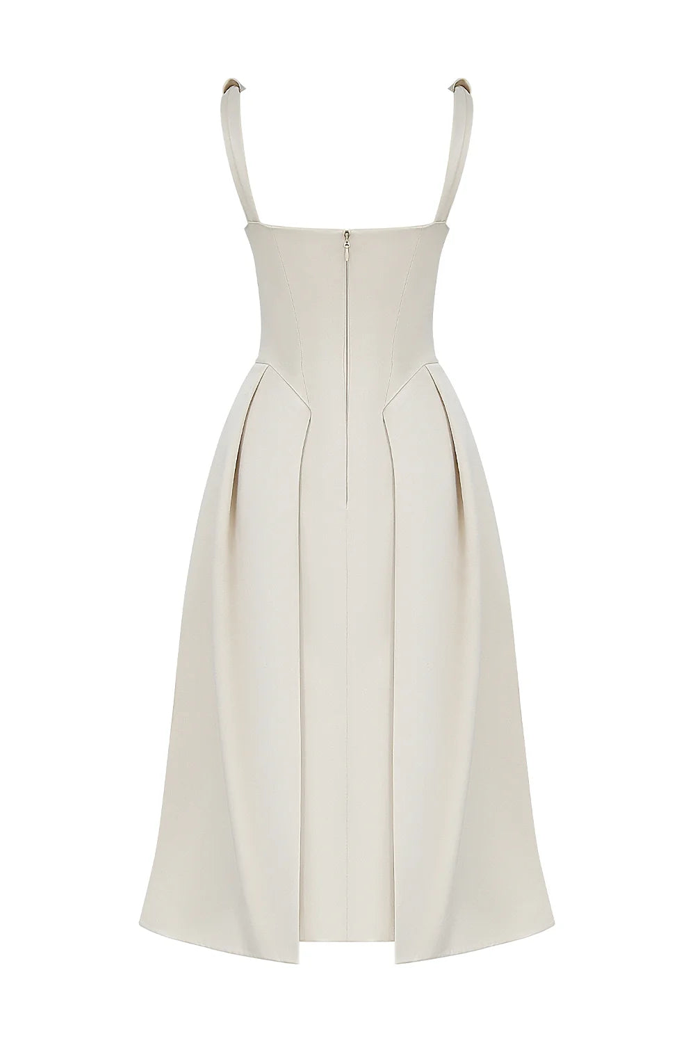 vintage cream satin pleated midi dress - sale
