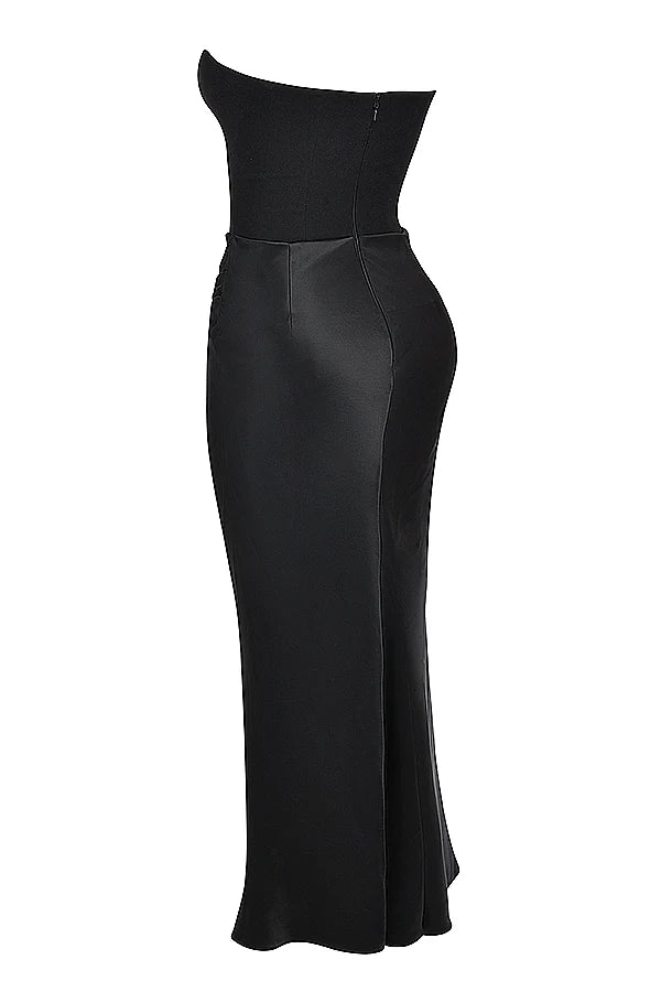 black strapless corset dress