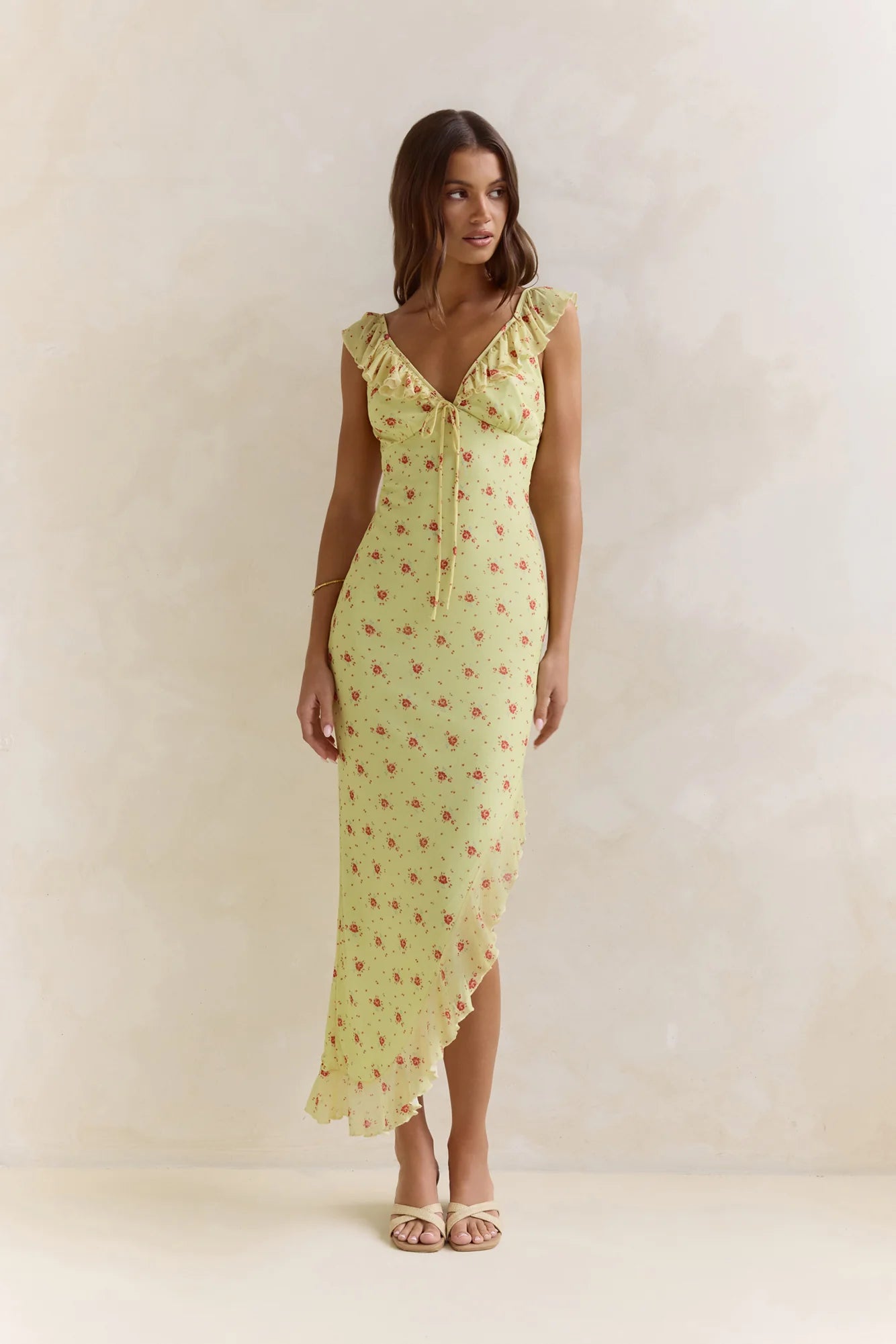 Imaginations Mesh Maxi Dress Yellow