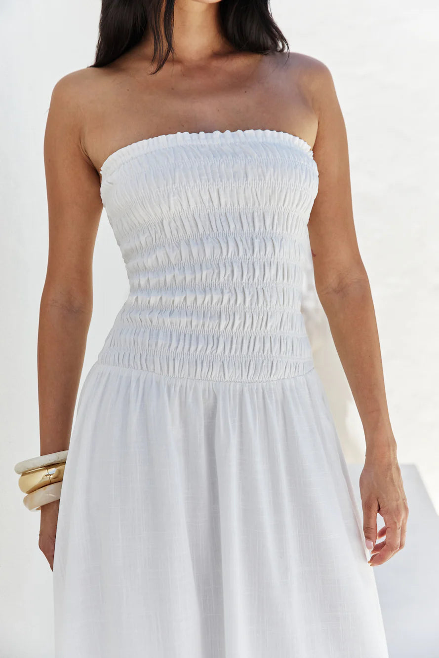 Blossom Bay Strapless Maxi Dress White