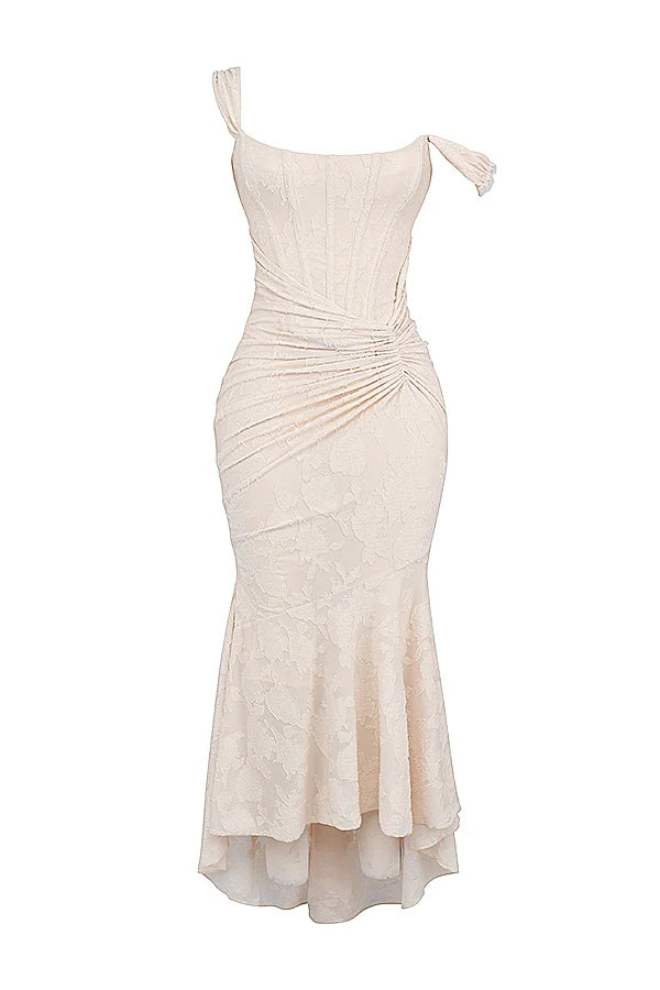 vintage cream floral maxi dress