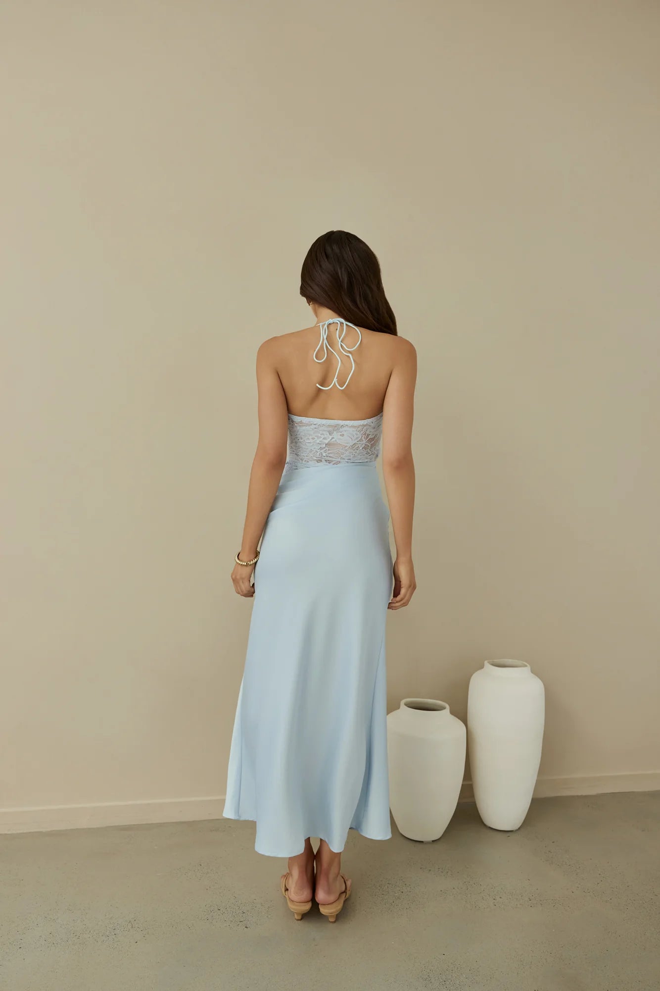 Dreamdays Halter Lace Maxi Dress Blue