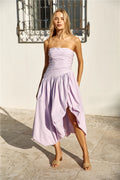 See You Tonight Bubble Hem Midi Dress Lilac