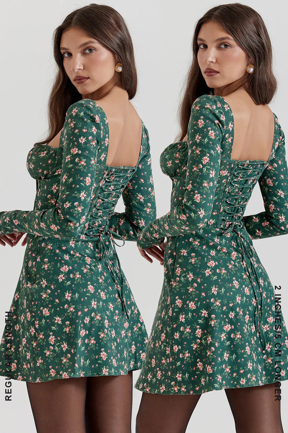 green floral corset mini dress