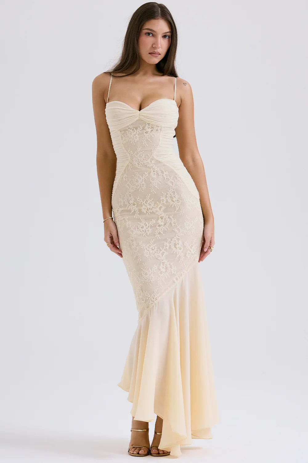 vanilla chiffon & lace gown