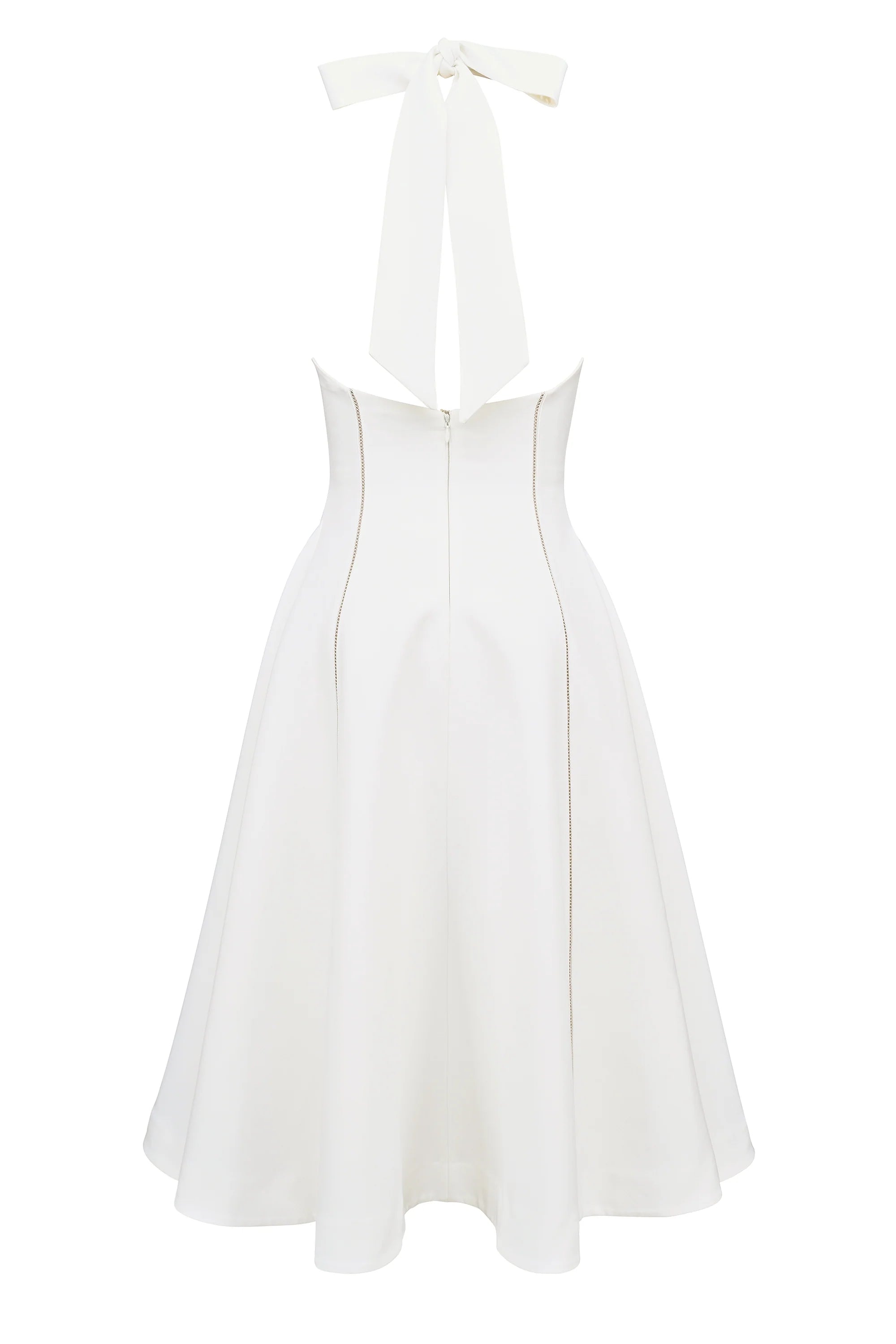ivory halter neck midi dress