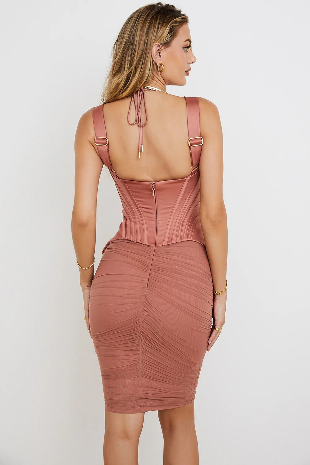 antique rose corset midi dress