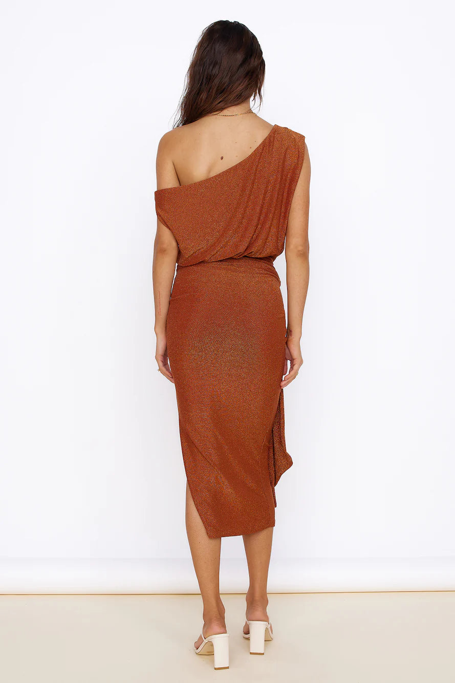 Thunderstorm Midi Dress Brown