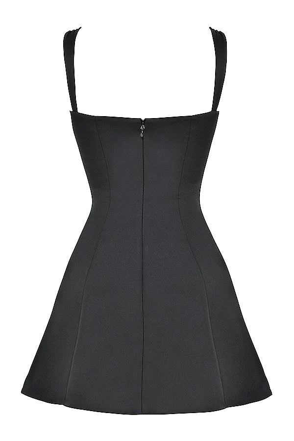 black satin and lace mini dress